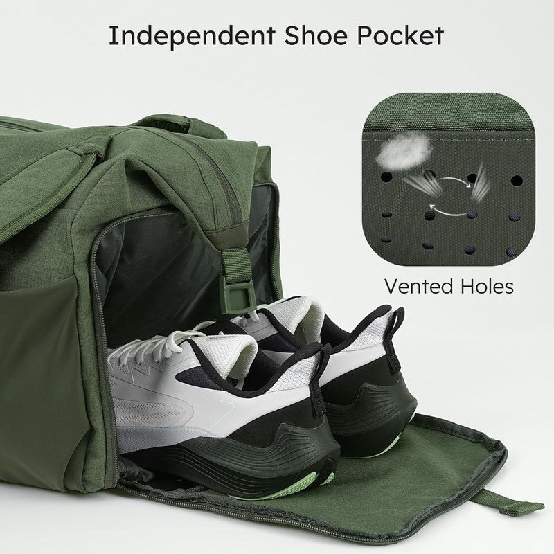 Men’s Gym Bag Backpack Duffle Dark Green Shoes Compartment Waterproof3