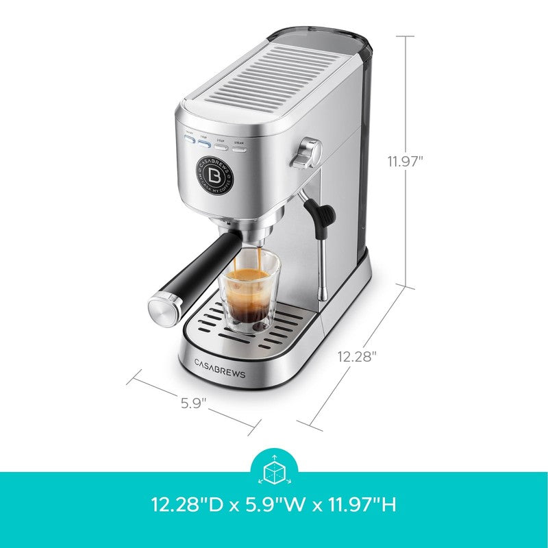 20 Bar Espresso Machine with Milk Frother 34Oz Water Tank Silver Coffee Maker4