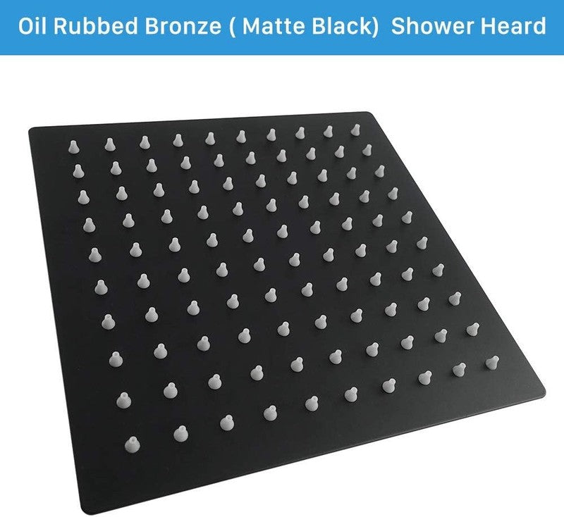 8" Matte Black Rainfall Shower Head High Pressure Stainless Steel Square2