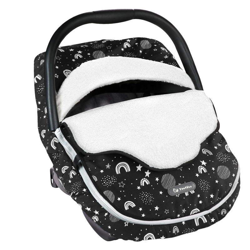 Winter Baby Car Seat Cover, Plush Fleece Canopy for Infants, Stars10
