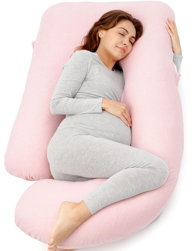 57in U Shaped Pregnancy Pillow Full Body Maternity Side Sleeper Pink9