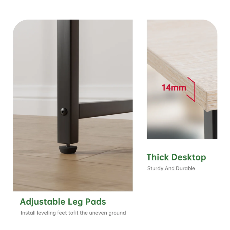 Modern 32" Home Office Desk Metal Frame Small Space Natural5