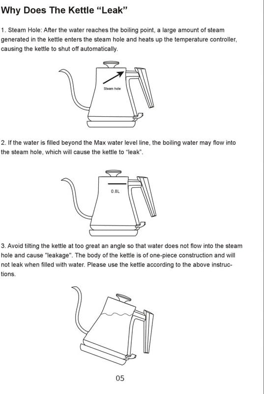 Gooseneck Electric Kettle 0.8L Stainless Steel Auto Off Boil Dry Matte White8