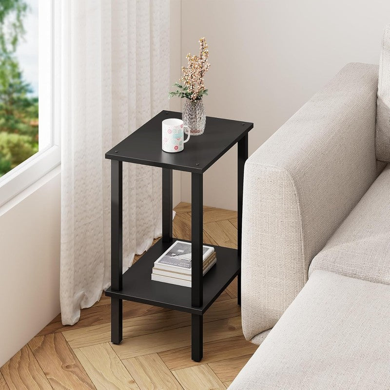 Set of 2 End Tables Nightstand 2 Tier Storage Shelf Side Table8