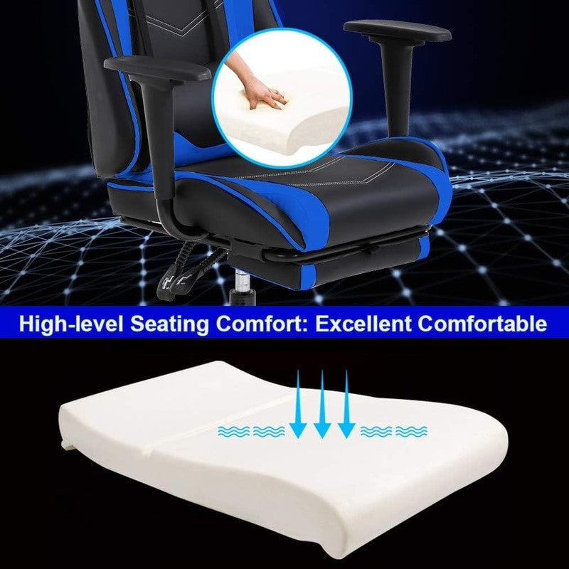 Ergonomic Gaming Office Chair with Footrest, Lumbar Support & Headrest - Blue6