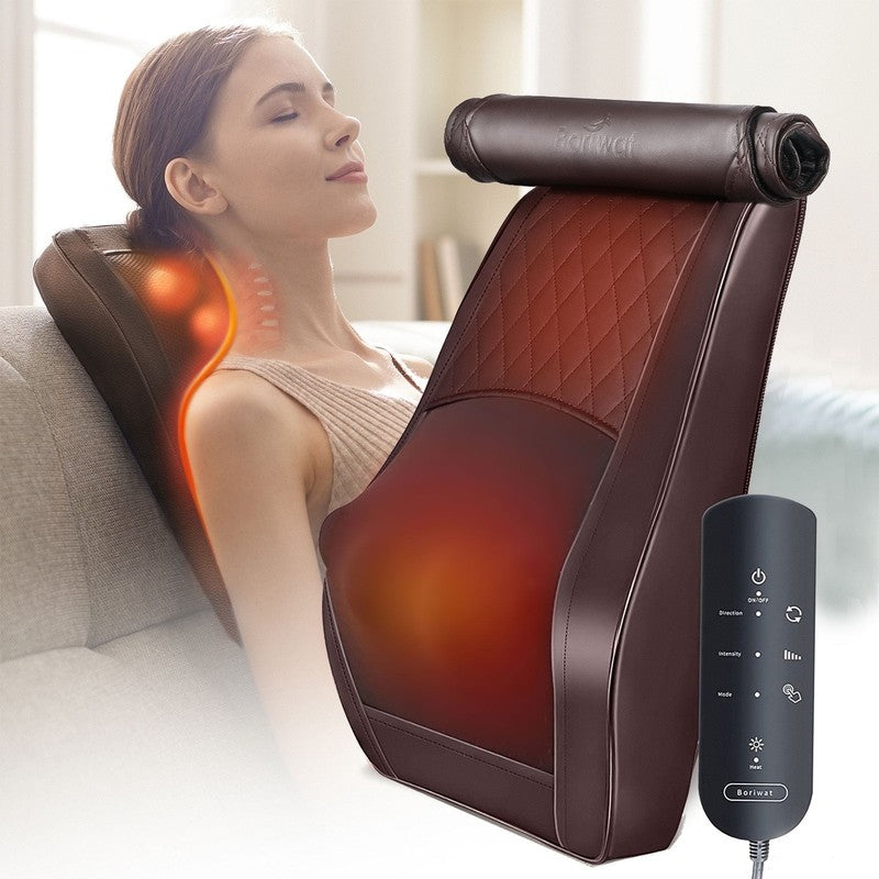 Neck & Back Massager w/ Heat & Vibration, 3D Shiatsu Deep Kneading Pillow, Brown10