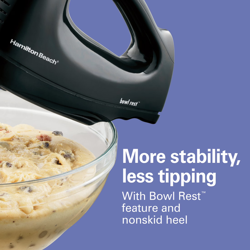 6-Speed Electric Hand Mixer with Quickburst Storage Case 3 Attachments Black5