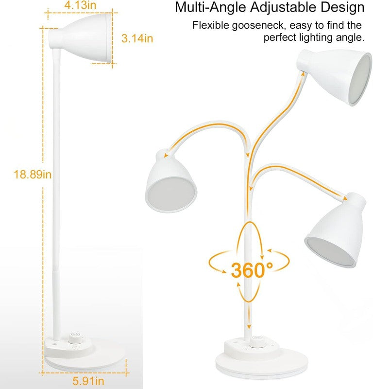 Dimmable LED Desk Lamp with USB Port, 3 Color Modes & Flexible Gooseneck4