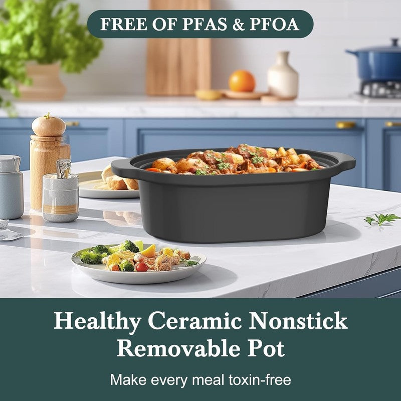 6QT Programmable Slow Cooker w/ Nonstick Pot Keep Warm Oatmeal5