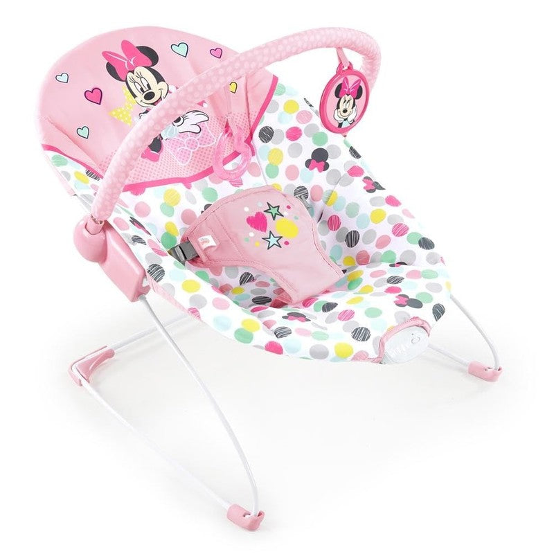 Baby Minnie Bouncer Seat w/ Vibrations Toy Bar 0 6M 20lbs10