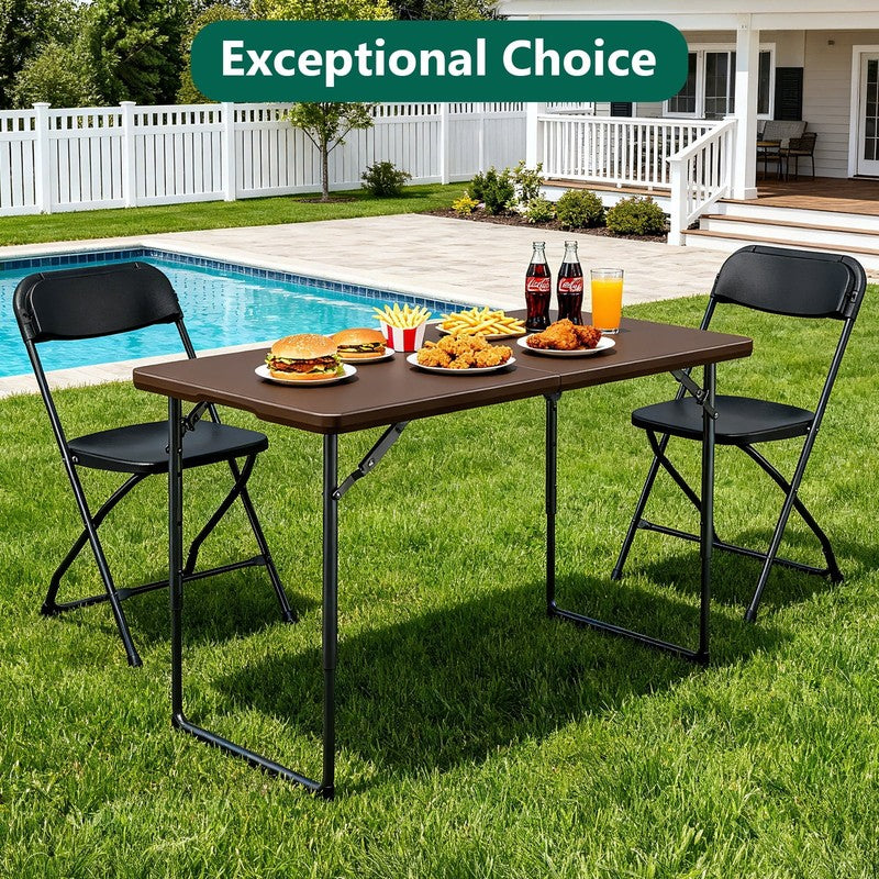 4FT Folding Table, Adjustable Height 23–29In, Heavy Duty Portable Table, Waterpr7