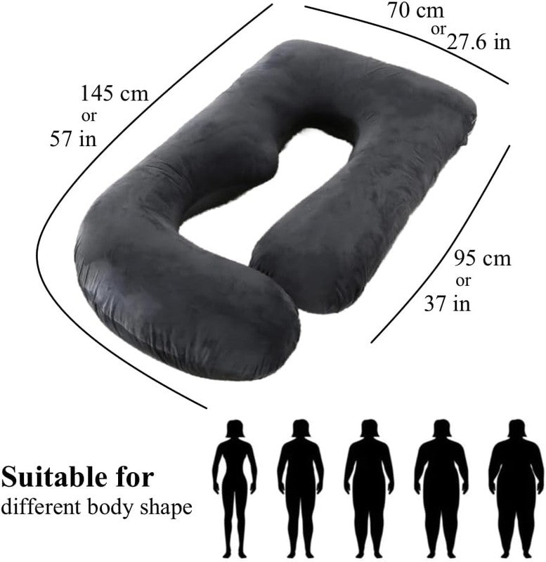 Pregnancy Full Body Maternity Pillow 57" Sleep Support Black Grey Velvet7