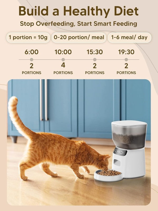 Automatic Cat Feeder and Water Fountain, 4L Pet Food Dispenser with 2L Filter4