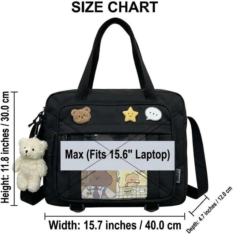 Kawaii Ita Crossbody Bag Women Pin Plush Bear Japanese Y2K Shoulder Purse3