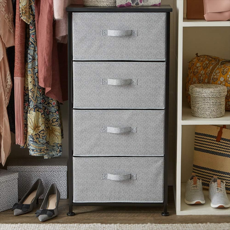 4 Drawer Fabric Storage Organizer Closet Bedroom Unit Black1