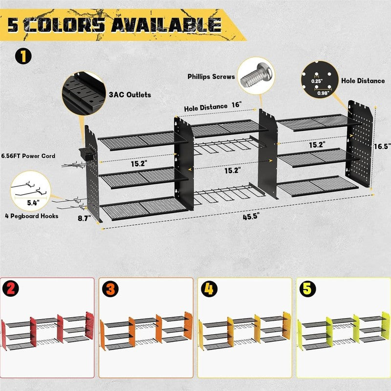 Heavy Duty Power Tool Organizer with Charging Station - Wall Mount Storage2