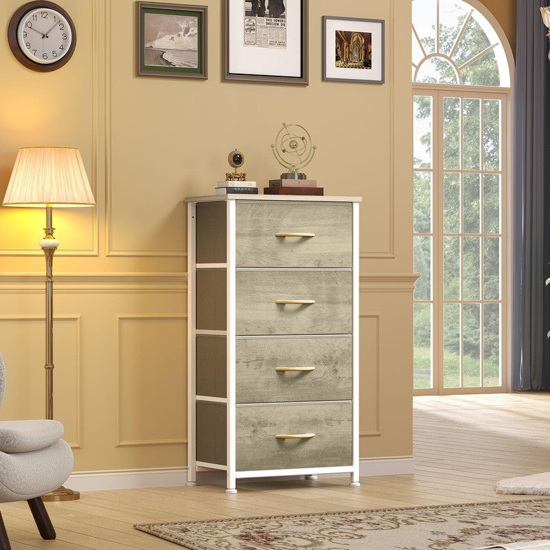 4 Drawers Fabric Dresser for Bedroom, Storage Organizer, Wide Chest of Drawers f2
