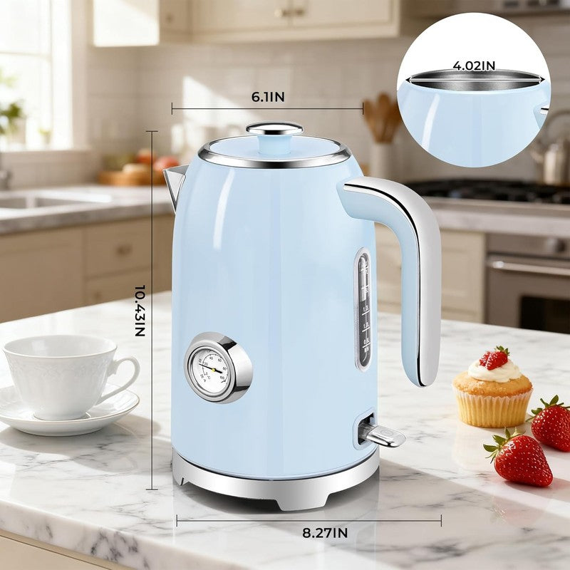 Electric Kettle 57Oz 1500W Stainless Steel Fast Boil w/ Thermometer Blue5