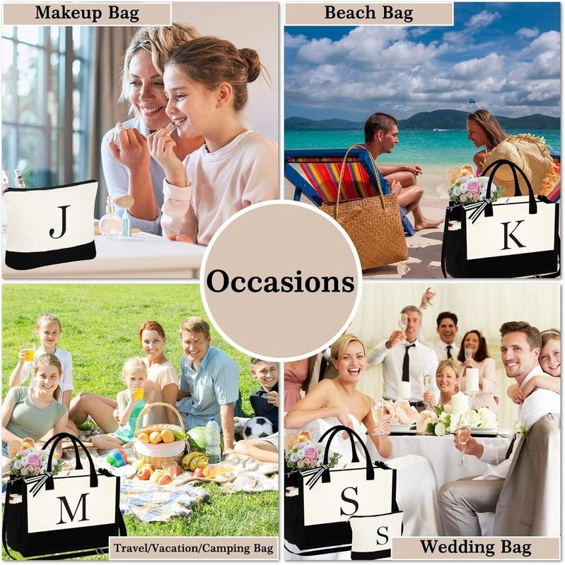 Christmas Gifts for Women - Initial Tote Bag & Makeup Bag, Womens Christmas Stoc5