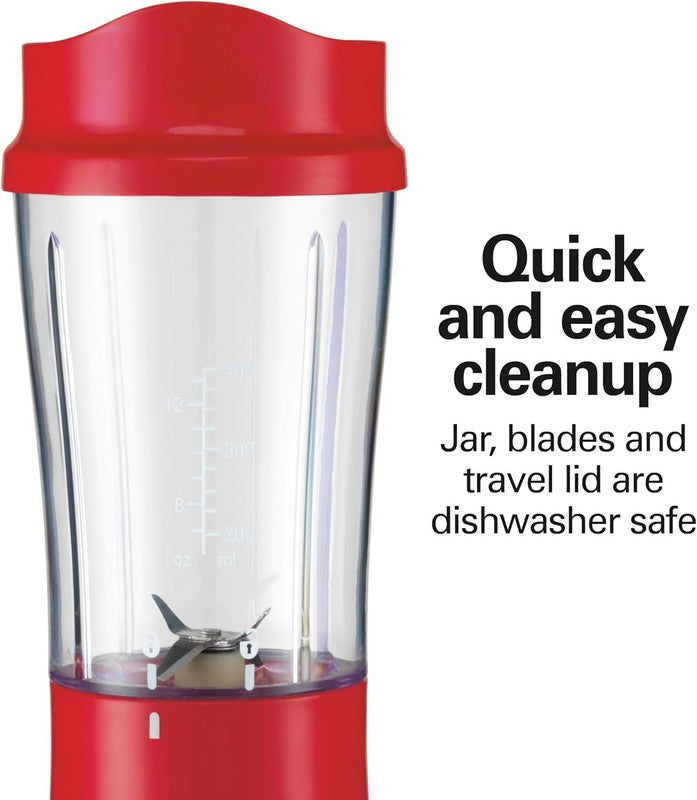 Portable Blender 14Oz BPA Free Cup & Lid, Stainless Steel Blades, Red 51101RV4