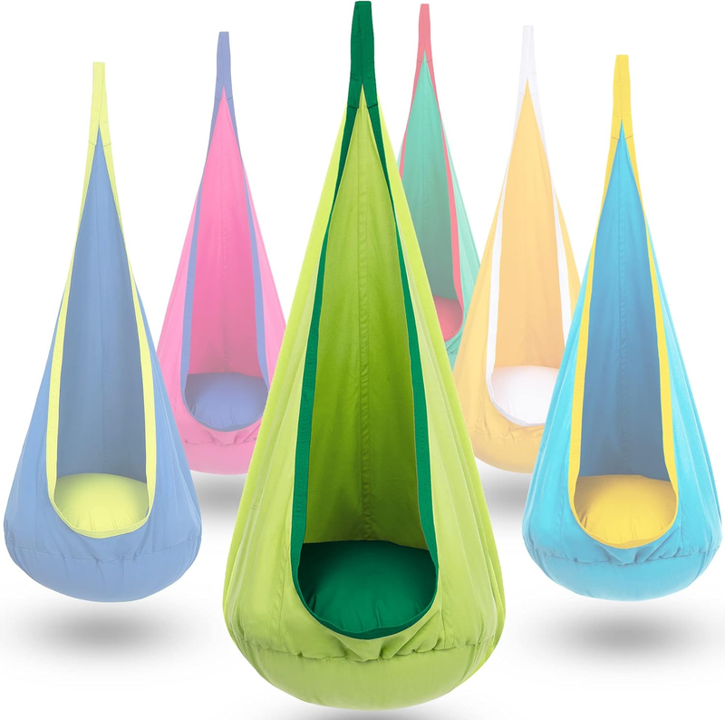 Kids Pod Swing Seat Hanging Hammock Chair Sensory Indoor Outdoor Green10