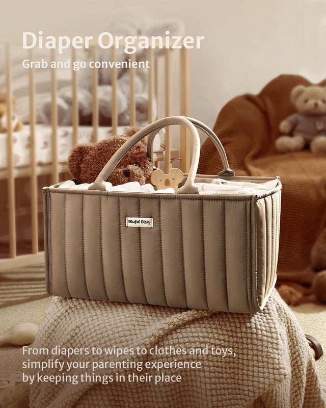 Baby Diaper Caddy Organizer Storage Basket Newborn Essentials Mocha3