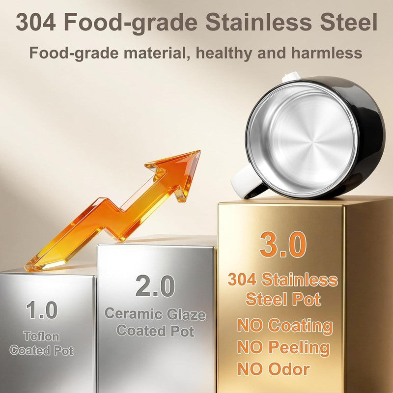 1.6L Electric Hot Pot Noodle Cooker Stainless Steel Temp Control Keep Warm1