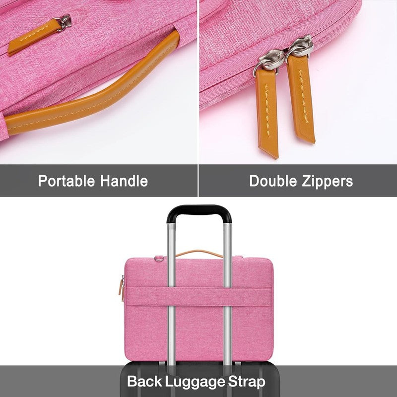 15.6 Inch Laptop Shoulder Bag 360 Protective Messenger 4 Zipper Pockets6