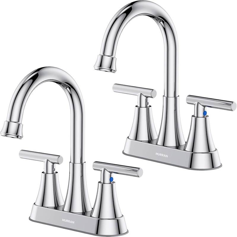 2 Pack Chrome Bathroom Sink Faucet 4" Centerset w/ Drain & Supply Hoses7