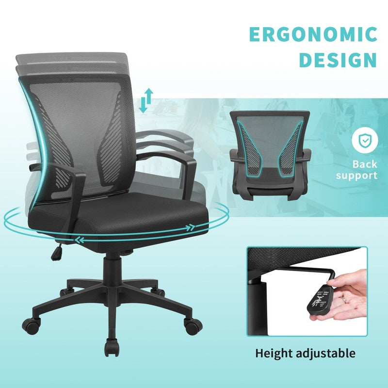 Office Chair Mid Back Swivel Lumbar Support Desk Chair, Height Adjustable Comput5