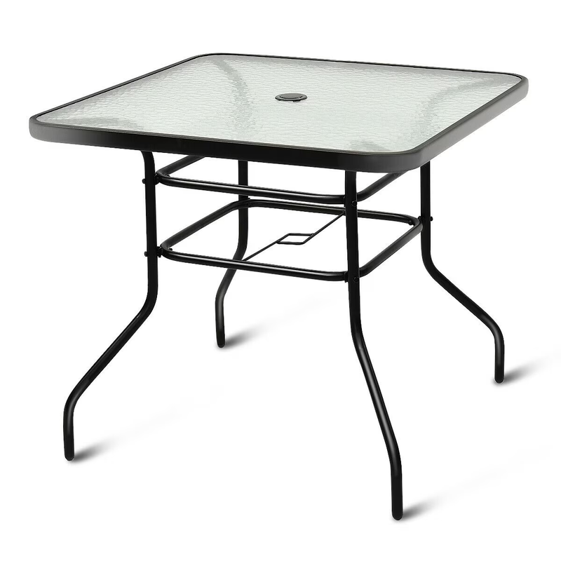 32'' Patio Square Table Tempered Glass Steel Frame Outdoor Pool Yard Garden9