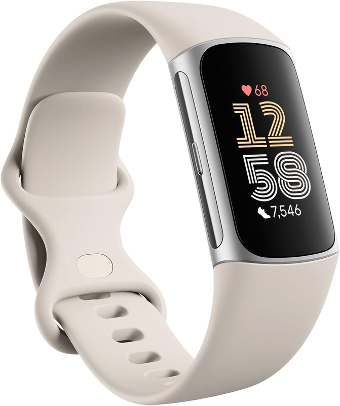 Fitbit Charge 6 Fitness Tracker Google Apps Heart Rate Porcelain Silver0