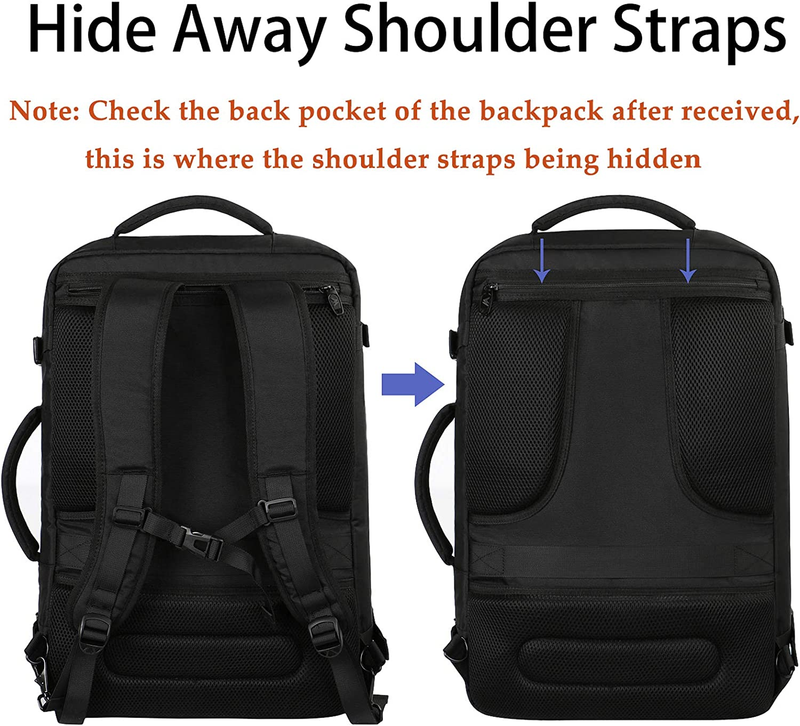 40L Travel Backpack Carry On Expandable Flight Approved Bag Black3