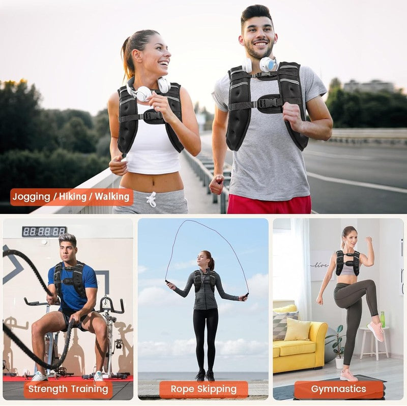 Weighted Vest 12Lb Adjustable Reflective Stripe Strength Training Workout1