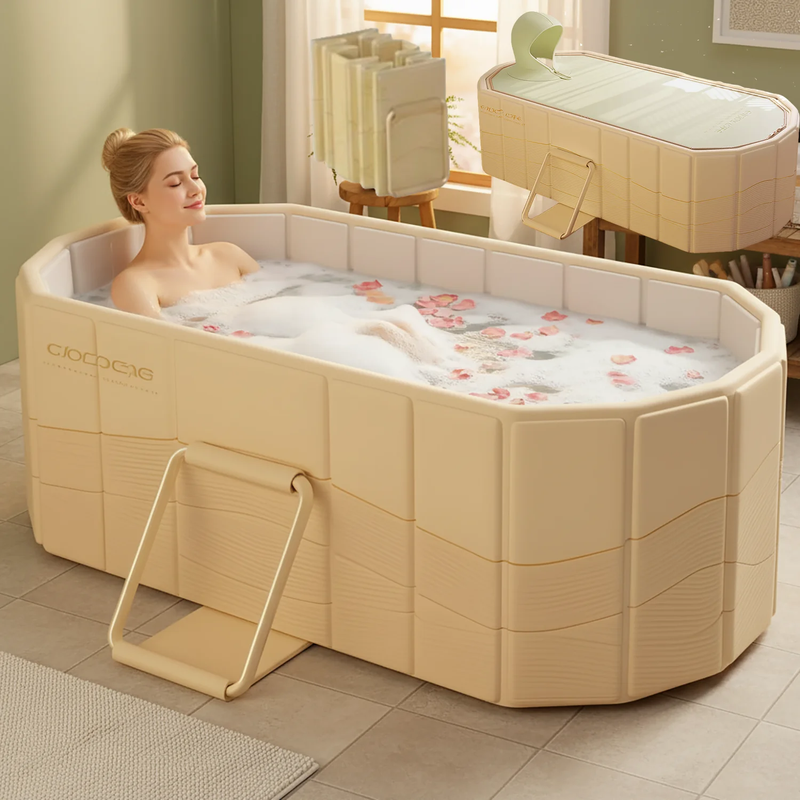 47"Foldable Bathtub for 2 People,Upgraded Adult Tub for Hot Ice Bath,Yellow with0