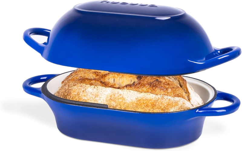 Cast Iron Dutch Oven Bread Loaf Pot 24x16cm Nonstick Dark Blue8