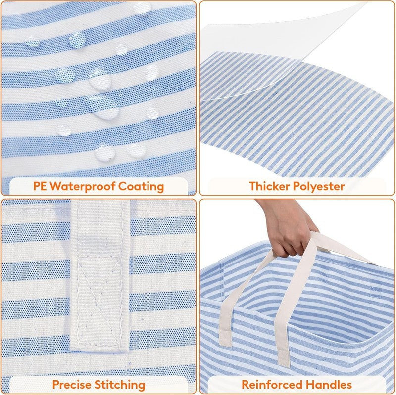 2 Pack 80L Laundry Hampers, Large Collapsible Clothes Baskets, Grey & Blue4