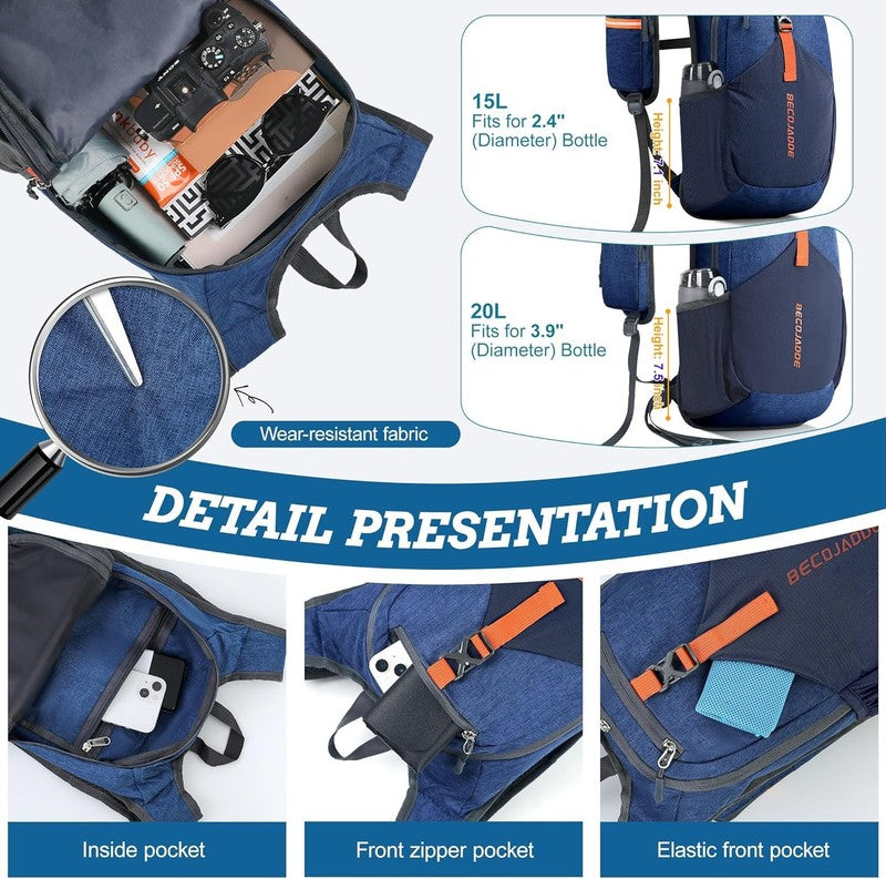 15L Small Hiking Backpack for Men Women Foldable Packable Back Pack Ultralight H2