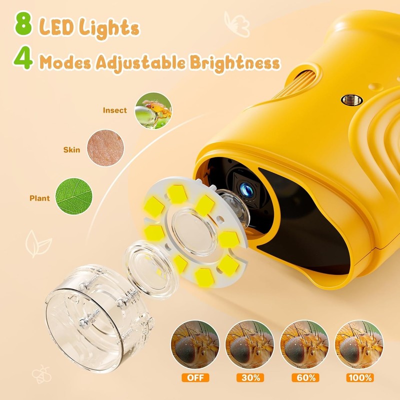 1000X Handheld Digital Microscope – Portable STEM Toy with 2" Screen for Kids4