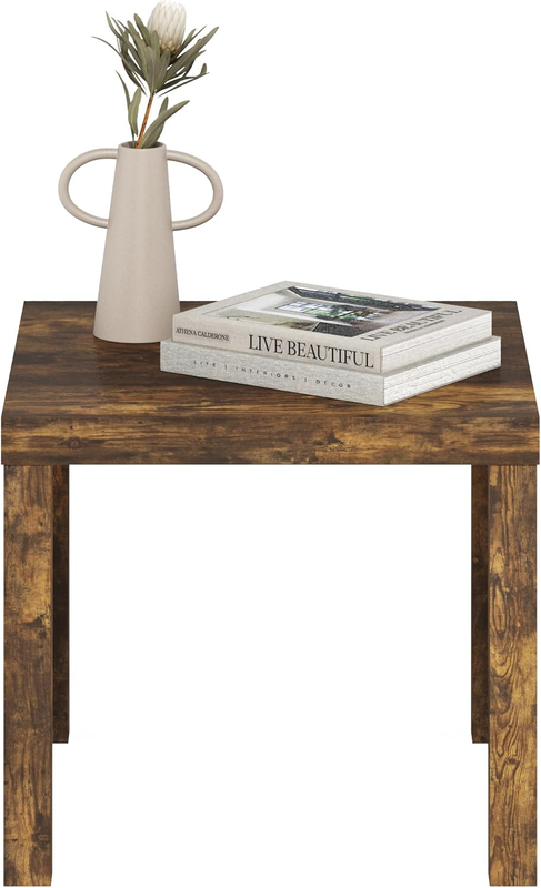 Classic Side Table, Square Modern End Table with 1.8" Triple Thick Tabletop, Sim3