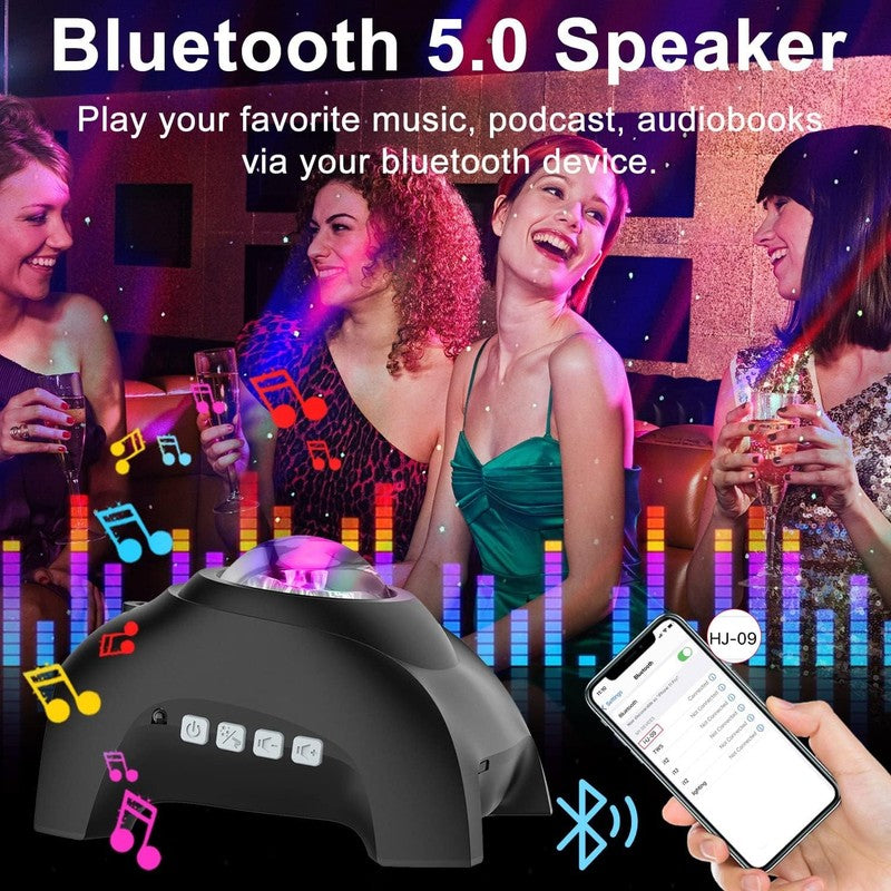 Star Projector Aurora Lights w/ Bluetooth Speaker White Noise Remote Night Light3