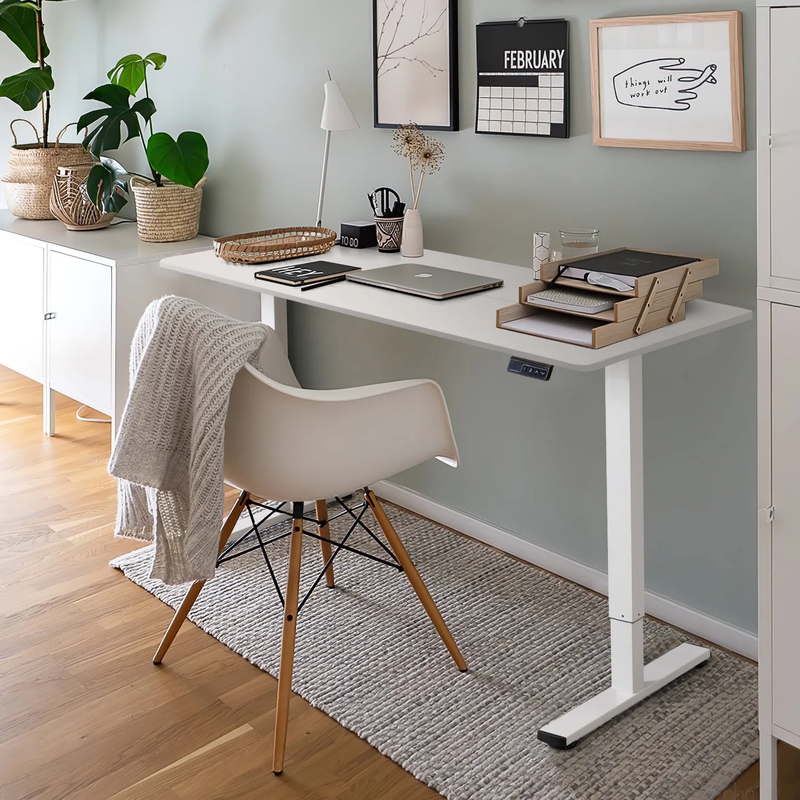 40"×24" Electric Height Adjustable Standing Desk T Shaped Metal White9