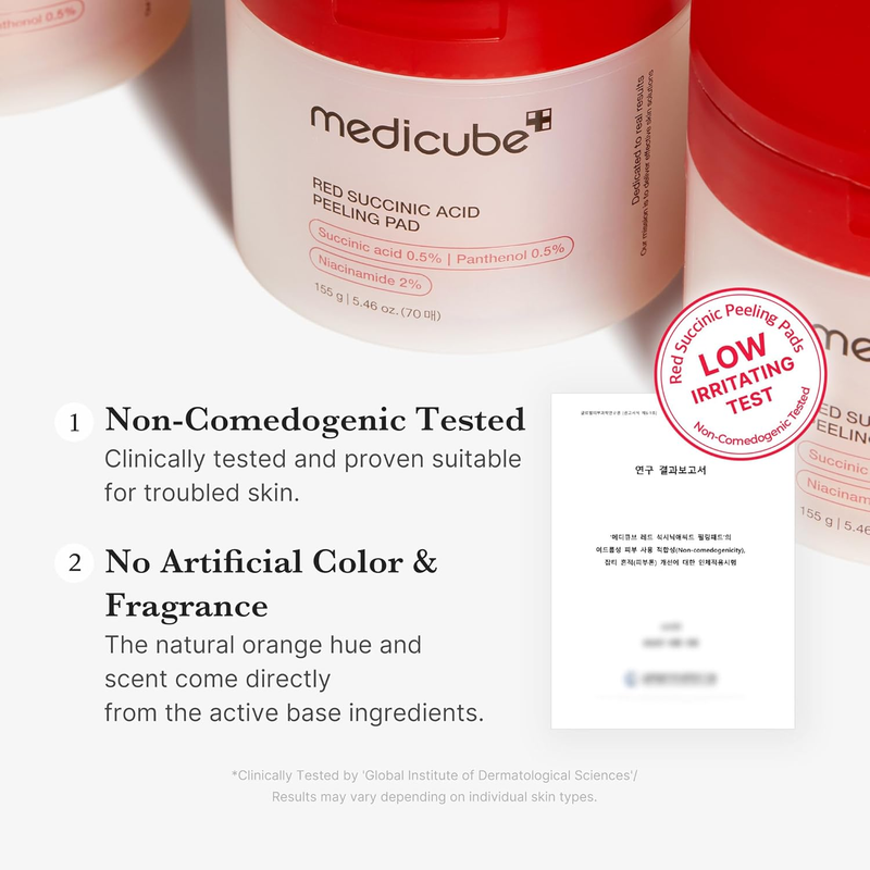 Red Succinic Acid Toner Pads AHA BHA Niacinamide Facial Peeling Pads 705