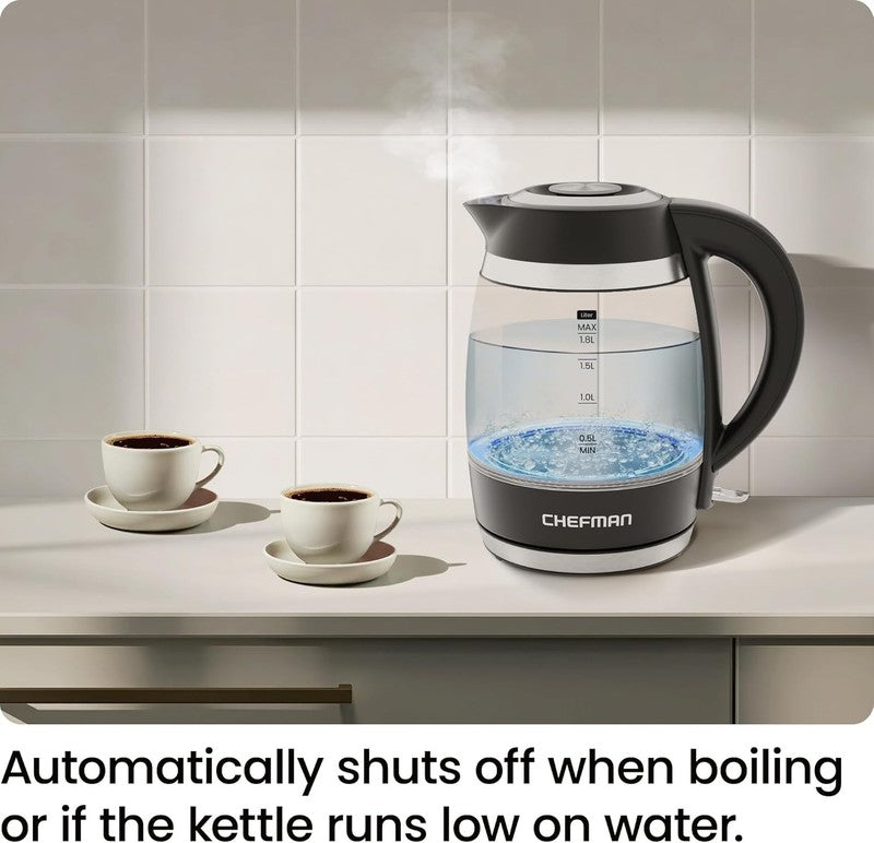 1.8L Electric Kettle, 1500W, Auto Shut Off, BPA Free, Glass & Stainless Steel6