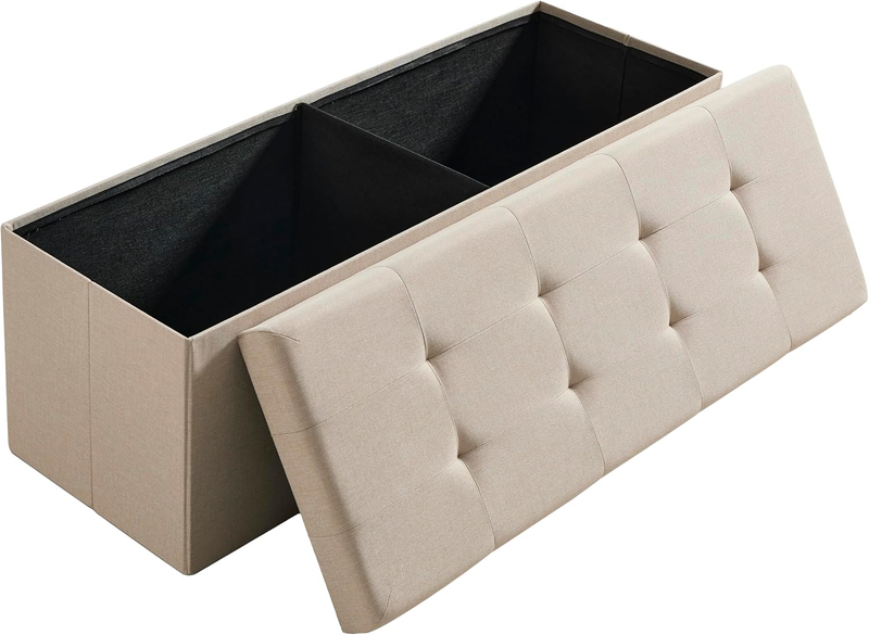 43'' Folding Storage Ottoman Bench Foot Rest Chest Bedroom Large Beige9