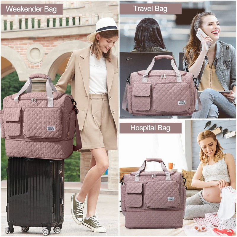 Travel Duffle Bag Weekender Bags for Women with Shoe Compartment Carry on Overni7