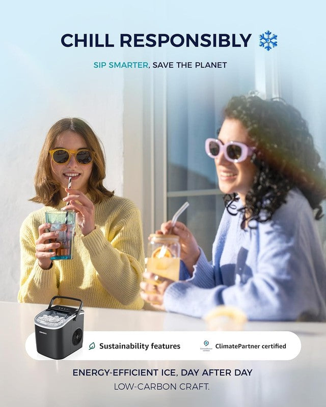Portable Ice Maker - 26Lbs/24Hrs, 9 Cubes in 6 Mins, Auto-Clean, Black7