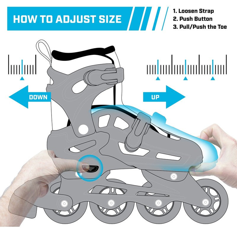 Boys 2-In-1 Roller/Inline Skates Black/Green, Size 3-63