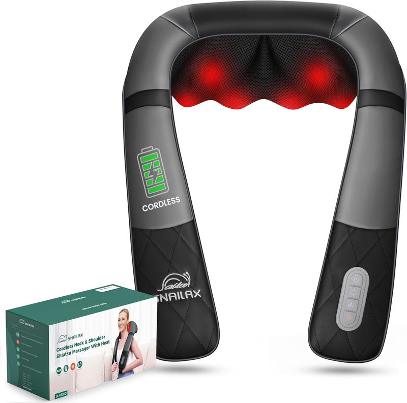 Cordless Shiatsu Neck Back Massager w/ Heat Deep Kneading Pain Relief0