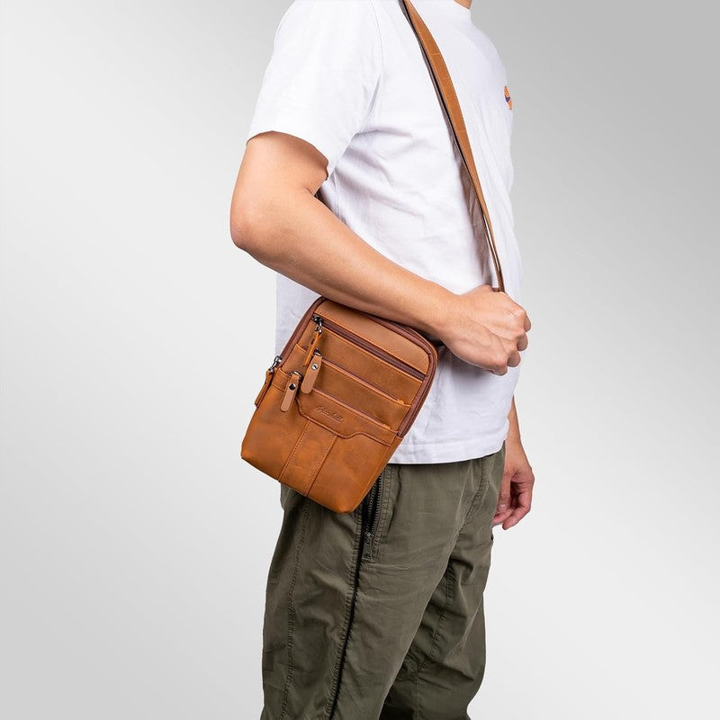 Leather Messenger Bag Men Small Sling Shoulder Crossbody Man Purse Pack1